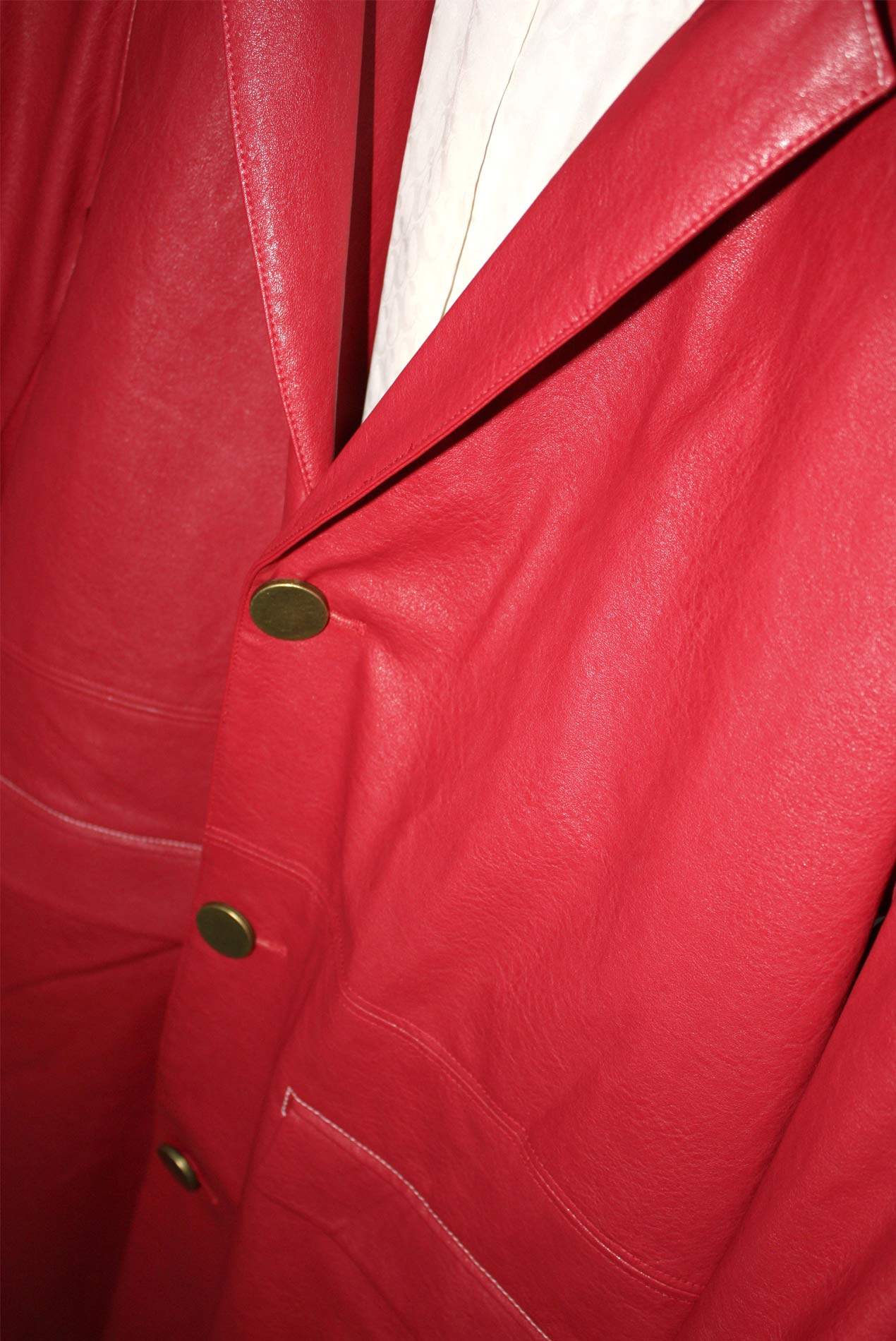 Mule Leather Coat Vintage Red