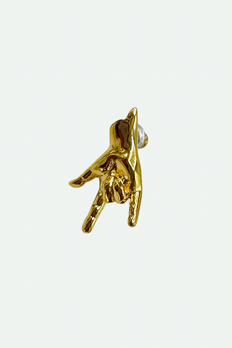 EmojiHands ear stud I luv U figure in gold