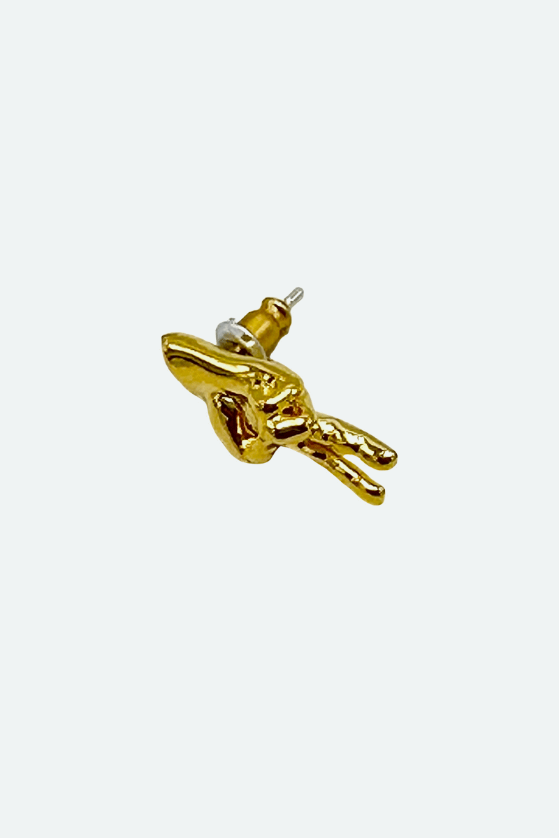 EmojiHands ear stud Peace figure in gold
