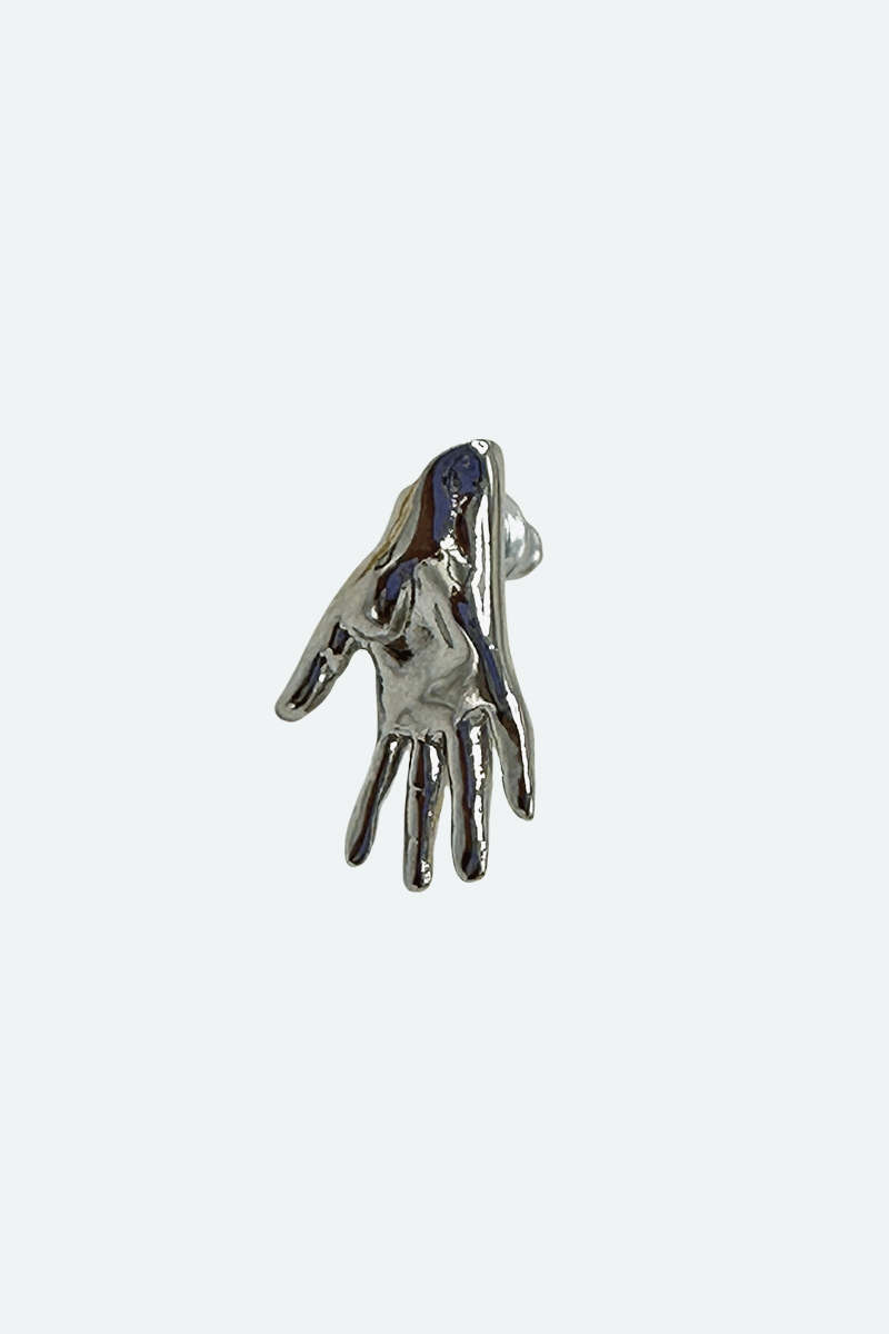 EmojiHands ear stud Waving figure in silver