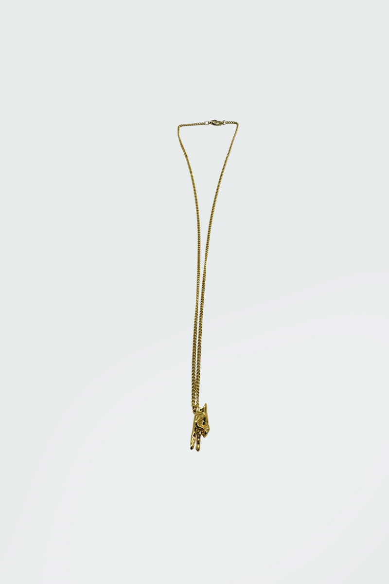 Dirty Pineapple EmojiHands pendant necklace gold Peace figure
