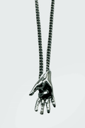 Dirty Pineapple EmojiHands pendant necklace gold Waving figure close up
