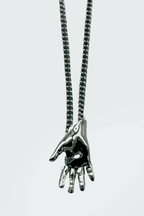 Dirty Pineapple EmojiHands pendant necklace gold Waving figure close up