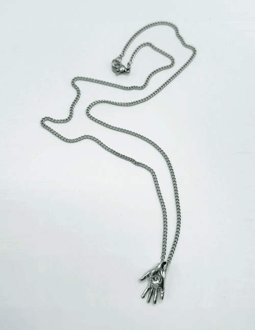 Dirty Pineapple EmojiHands pendant necklace silver Waving figure