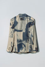 Blazer with body patchwork design in creamy yellow