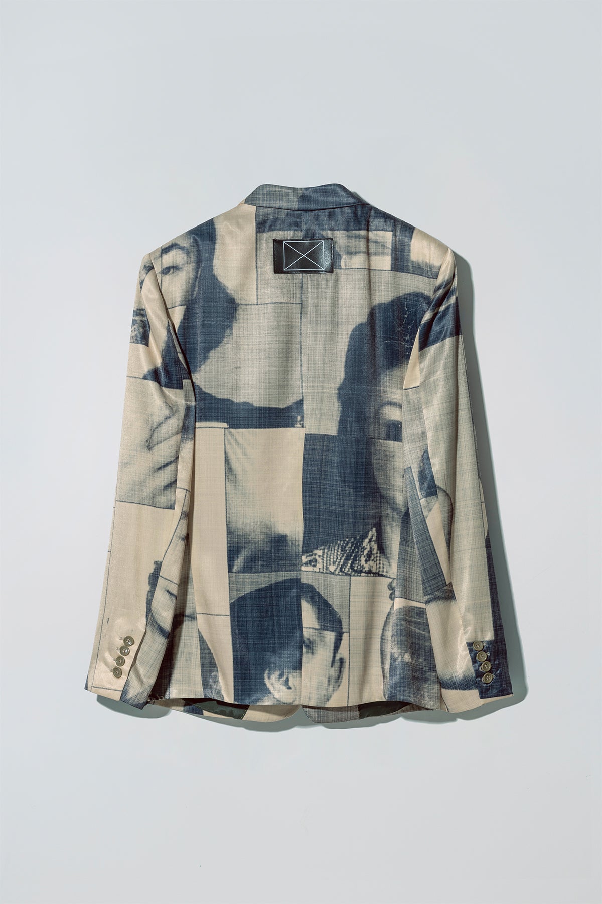 Blazer with body patchwork design in creamy yellow