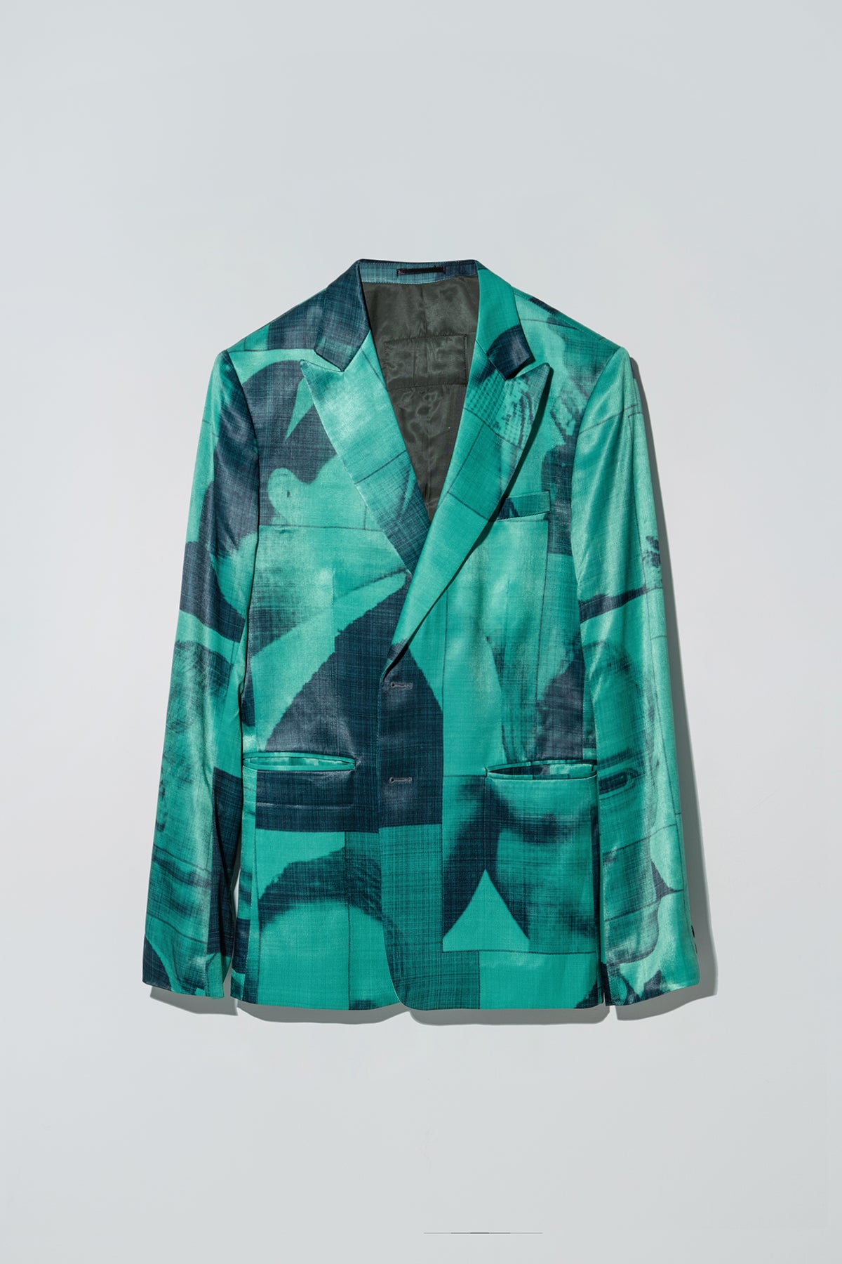 Blazer with body patchwork design in green