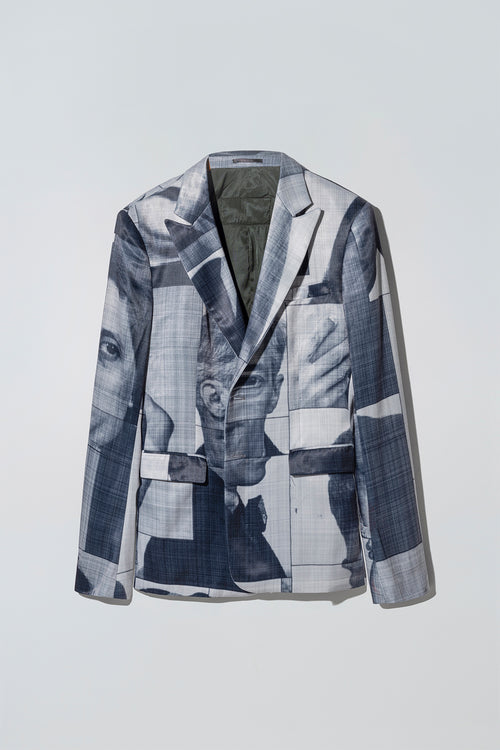Blazer with body patchwork design in grey