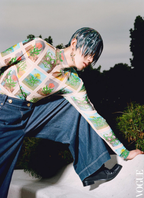 Dirty Pineapple Mahjong flowers printed long-sleeved turtleneck top.