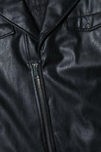 Close up of Dirty Pineapple leather biker jacket fabric