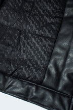 Close up of Dirty Pineapple leather biker jacket pattern lining over white background