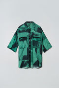 Billie Shirt Black List Print Green
