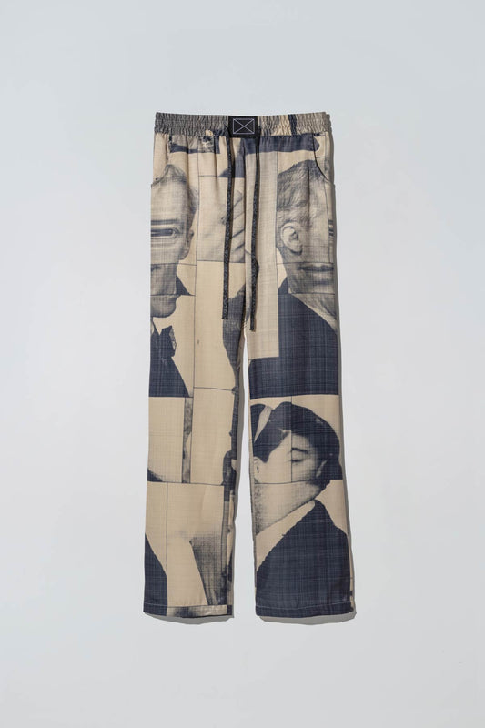 Liberty Suitpants in Black List Print Pale Goldenrod