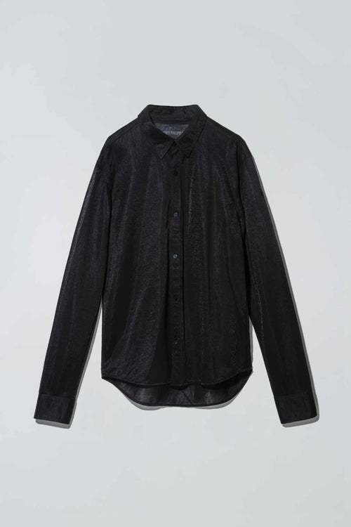 Black mesh shirt over white background