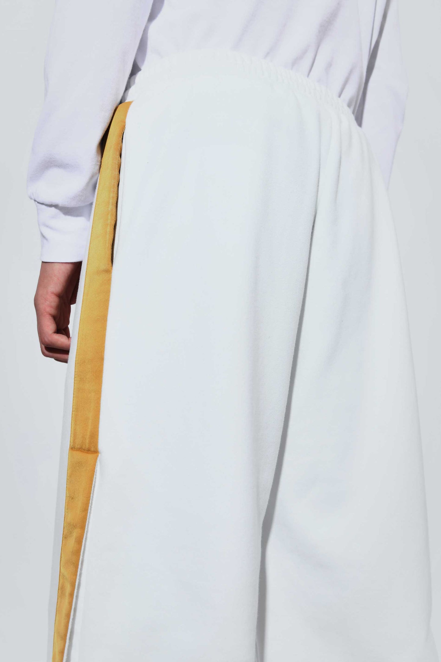 Mustard Yellow Stripe PJ Sweatpants White