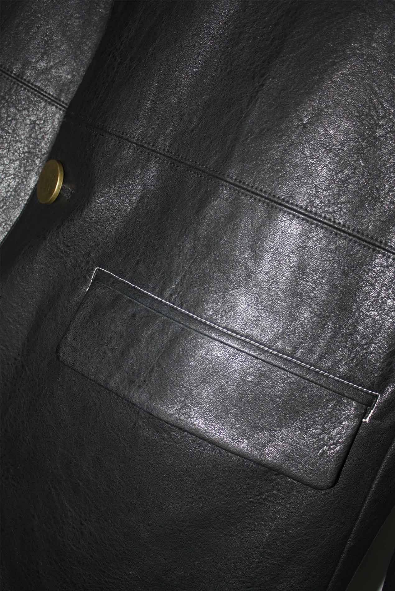 Mule Leather Coat Vintage Black