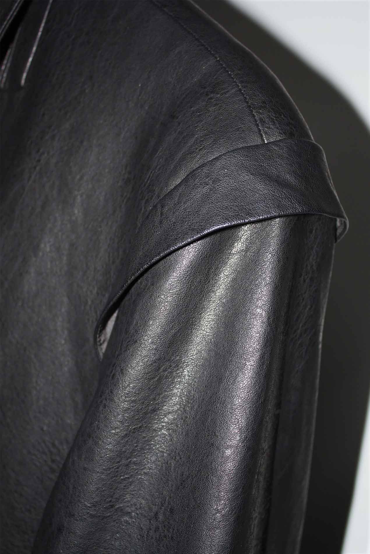 Mule Leather Coat Vintage Black