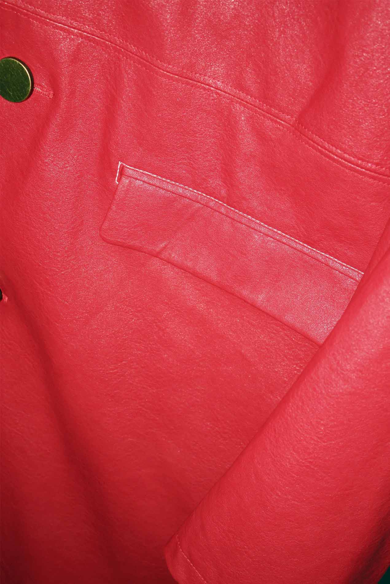 Mule Leather Coat Vintage Red