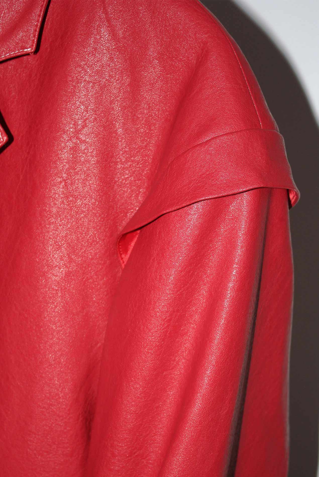 Mule Leather Coat Vintage Red