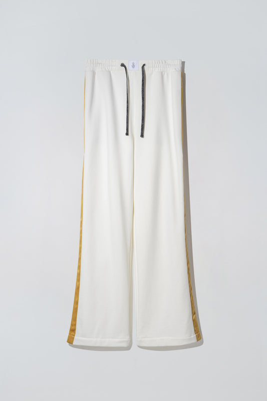 Mustard Yellow Stripe PJ Sweatpants White